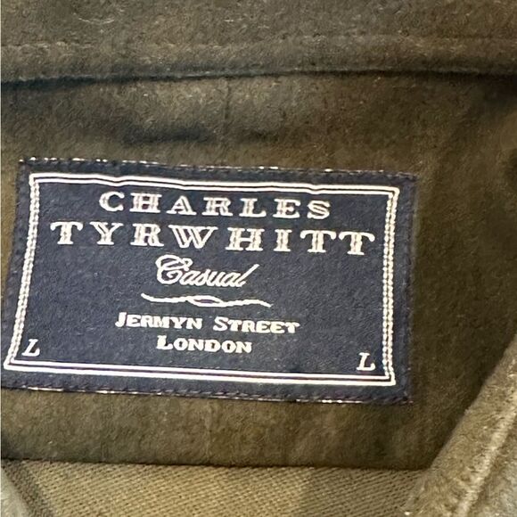 Charles Tywitt Green Flannel Cotton Buttondown Shirt - Picture 3 of 11